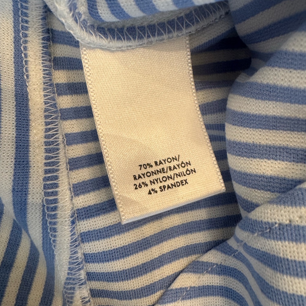 Ann Taylor XL blue/white striped lightweight jersey sleeveless peplum top. EUC - Picture 10 of 10